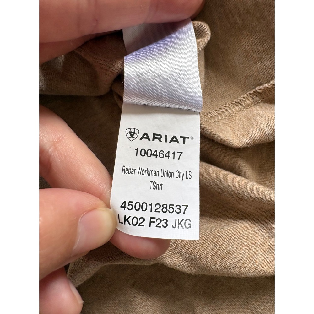 Ariat Rebar Workman Union City LS T-Shirt Tan Heather Pocket Graphic 10046417 - Picture 4 of 6
